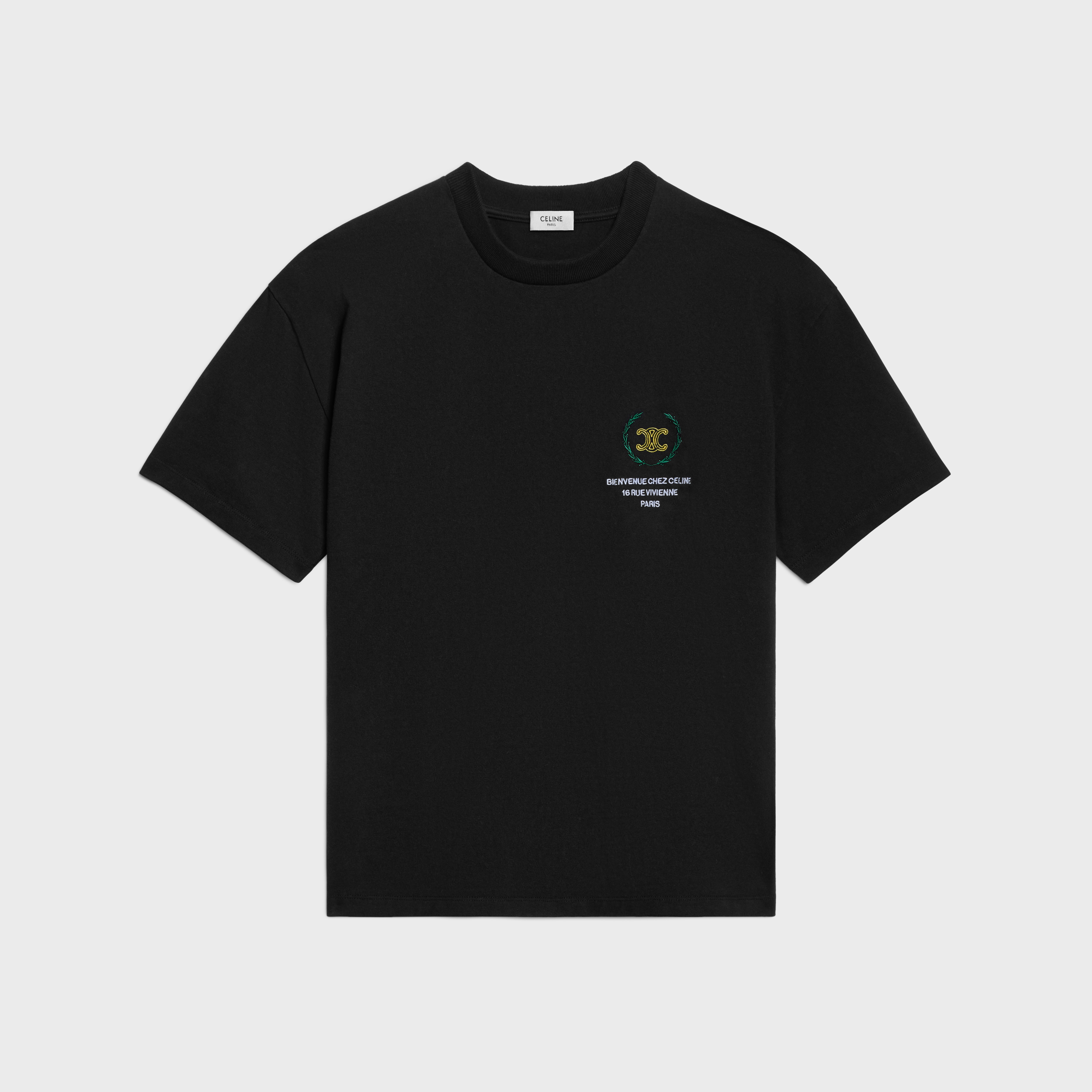 t-shirt IN cotton jersey - BLACK / YELLOW | CELINE